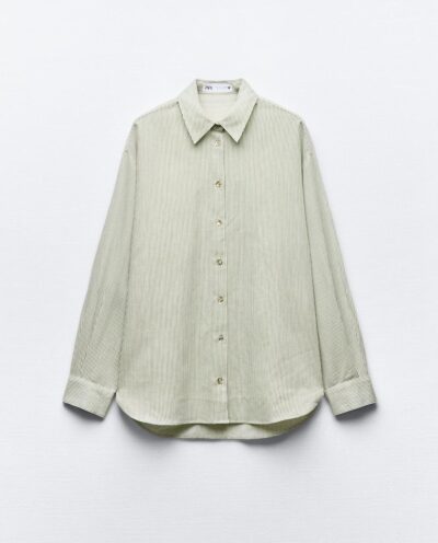 پیراهن STRIPED OVERSIZE LINEN BLEND SHIRT برند زارا