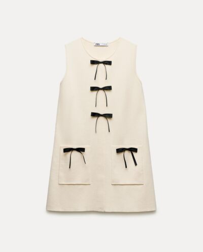 پیراهن KNIT MINI DRESS WITH CONTRAST BOWS برند زارا