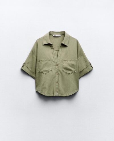 پیراهن LINEN BLEND SHORT SLEEVE SHIRT برند زارا
