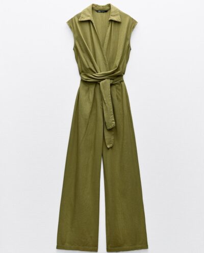 اورال LINEN BLEND KNOTTED WIDE-LEG JUMPSUIT برند زارا