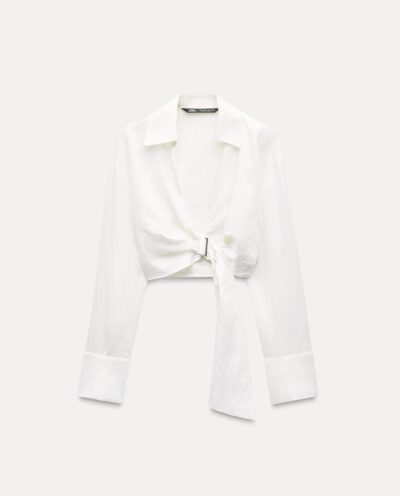 نیمتنه LINEN BLEND SHIRT WITH BUCKLE برند زارا