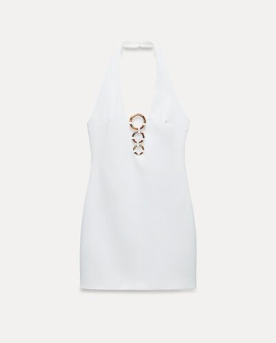 پیراهن HALTER DRESS WITH TORTOISESHELL-EFFECT PIECES برند زارا