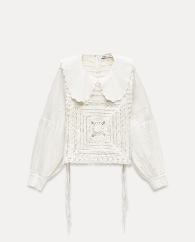 پیراهن CONTRAST CROCHET BLOUSE برند زارا