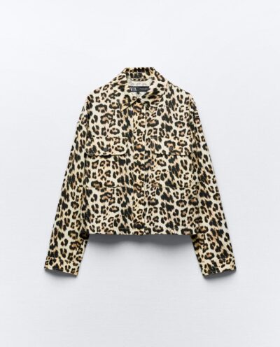 پیراهن LINEN-BLEND ANIMAL-PRINT OVERSHIRT برند زارا