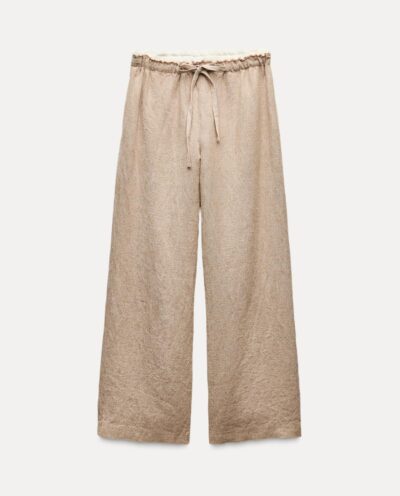شلوار ZW COLLECTION 100% LINEN TROUSERS برند زارا