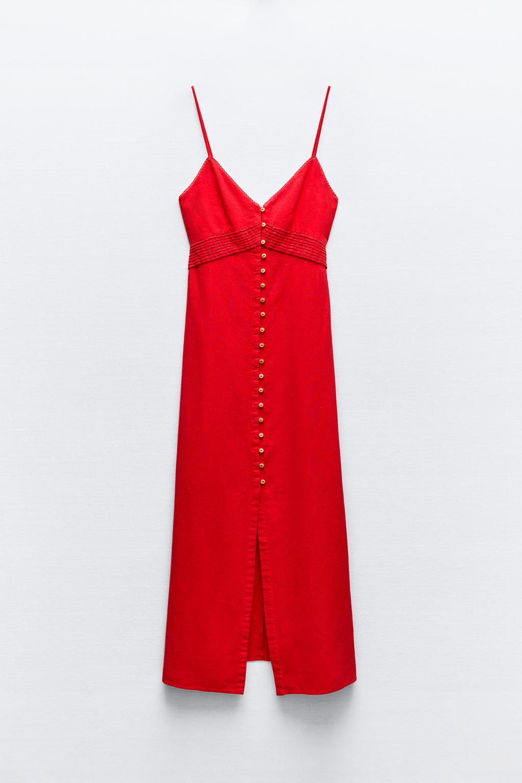 لباس LINEN BLEND STRAPPY MIDI DRESS برند زارا - Image 6