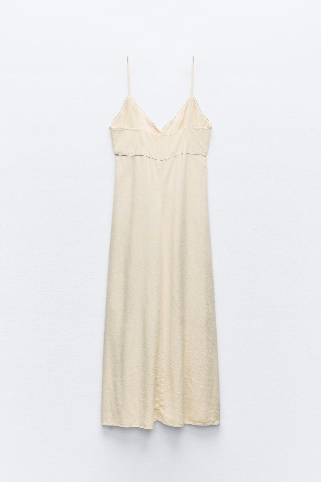 لباس LINEN BLEND STRAPPY MIDI DRESS برند زارا - Image 3
