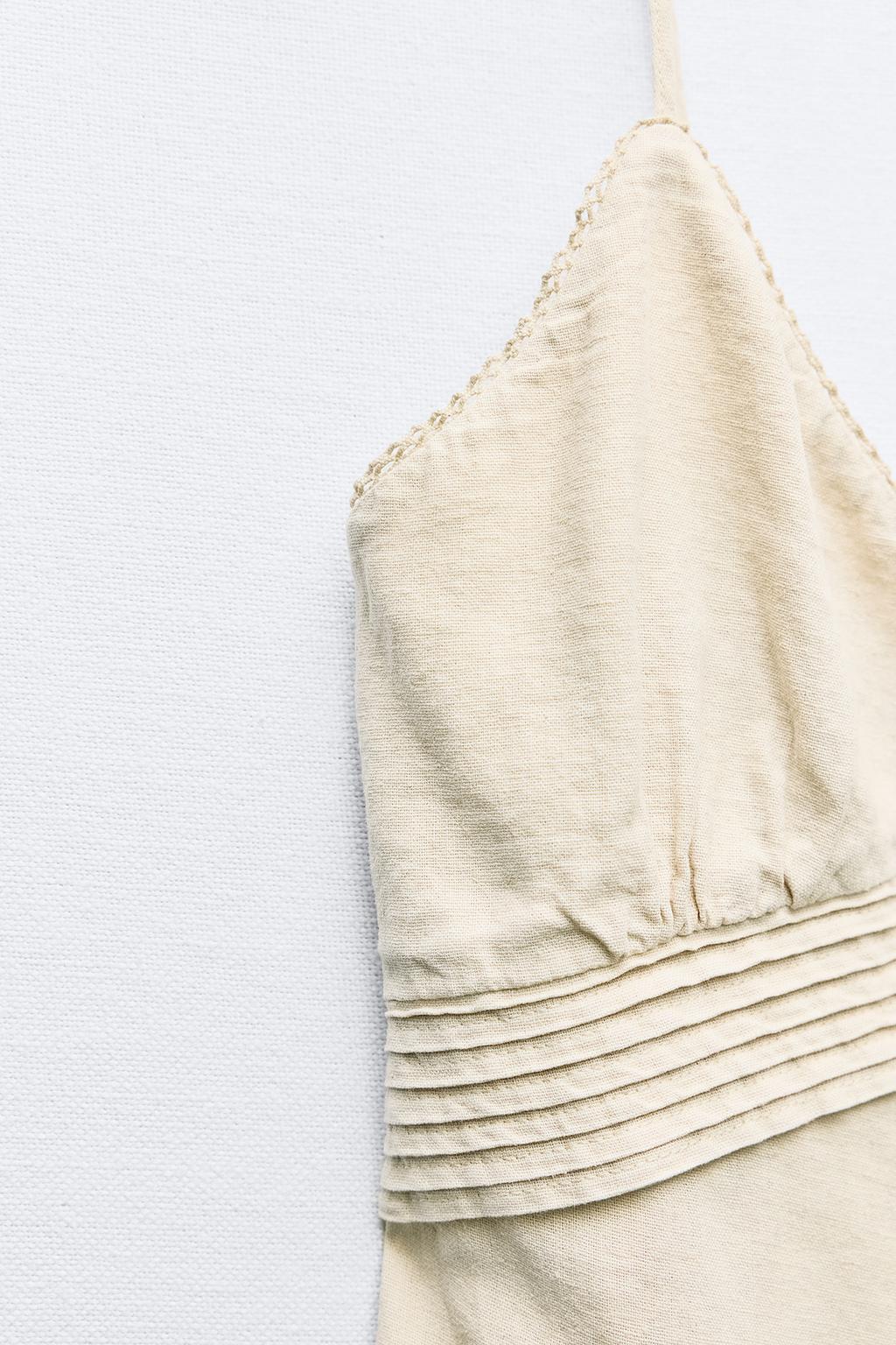 لباس LINEN BLEND STRAPPY MIDI DRESS برند زارا - Image 5