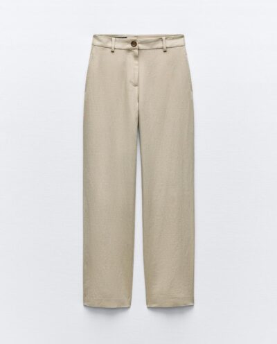 شلوار WIDE-LEG LINEN-BLEND TROUSERS برند زارا