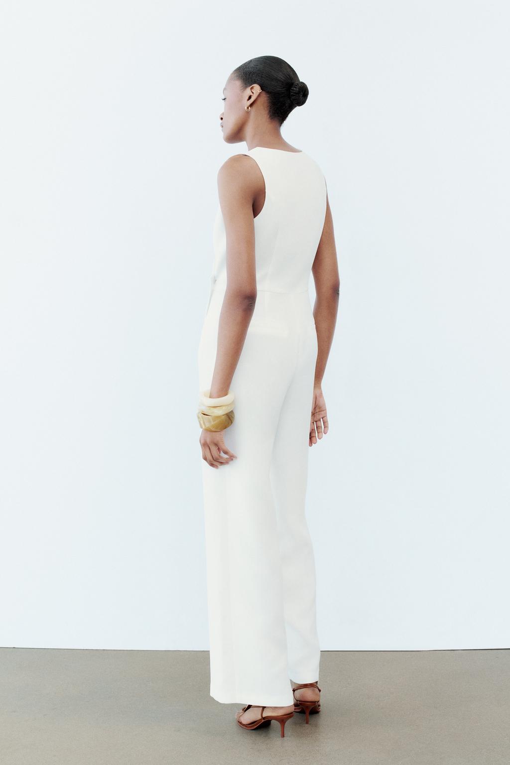اورال CREPE JUMPSUIT WITH ASYMMETRIC WAISTCOAT برند زارا - Image 3
