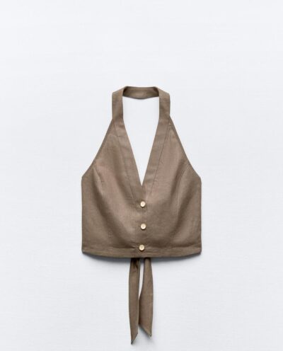 جلیقه LINEN BLEND HALTER TOP برند زارا