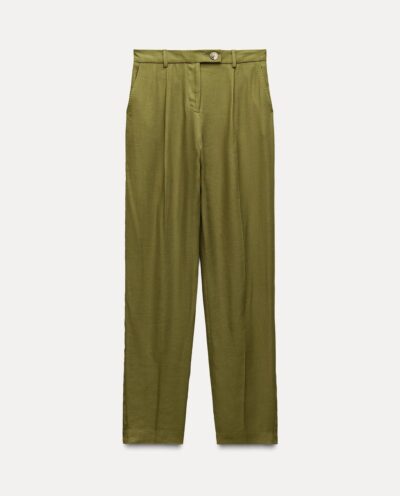 شلوار LINEN BLEND DARTED TROUSERS برند زارا
