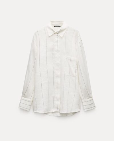 پیراهن STRIPED 100% LINEN SHIRT برند زارا