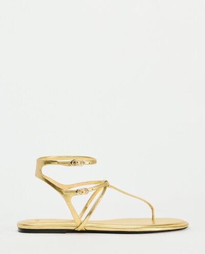 صندل METALLIC FLAT SLIDER SANDALS برند زارا
