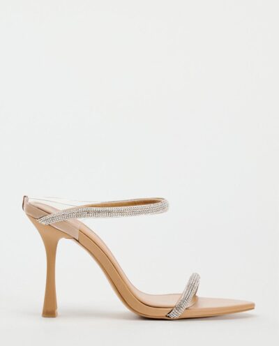 صندل HEELED SANDALS WITH RHINESTONE STRAPS برند زارا